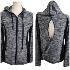 WHITE HOUSE BLACK MARKET WHBM  ATHLETIC FULL ZIP JACKET WOMEN SMALL HOOD CUT OUT